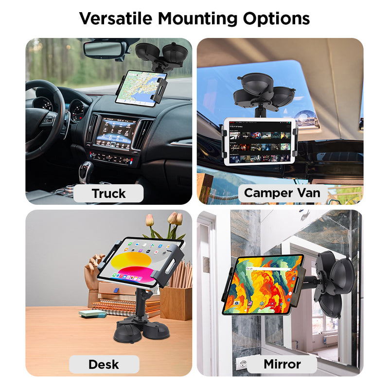 Heavy Duty Triple Suction iPad and Tablet Mount