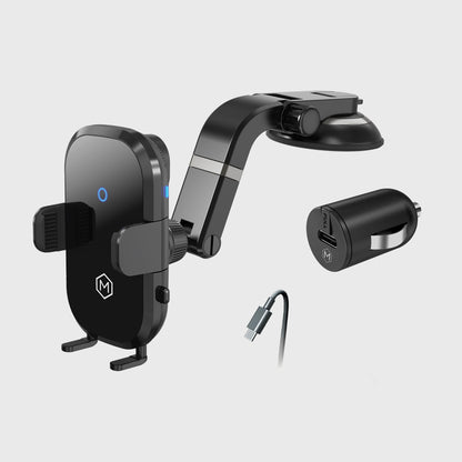 Auto Scan Fast Wireless Car Charger Mount with Multi-Angle Adjustable Suction Cup