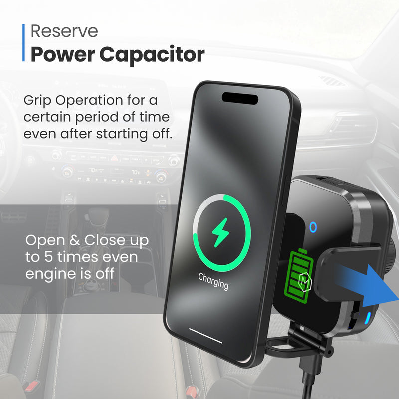 Mini Grip Fast Wireless Car Charger Mount with Multi-Angle Adjustable Suction Cup