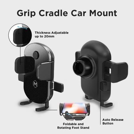 Fast Wireless Car Charger Mount - Grip Cradle (Auto Scan Version 2.0 )