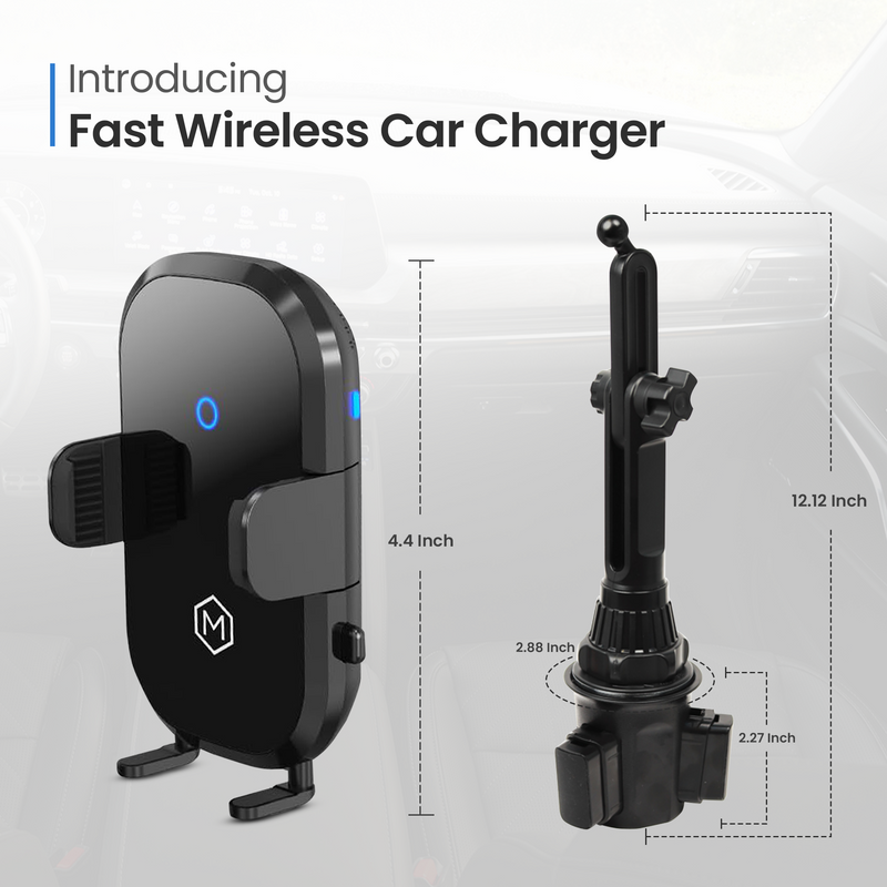 Fast Wireless Car Charger Cup Holder Phone Mount - ( Auto scan Version 2.0)