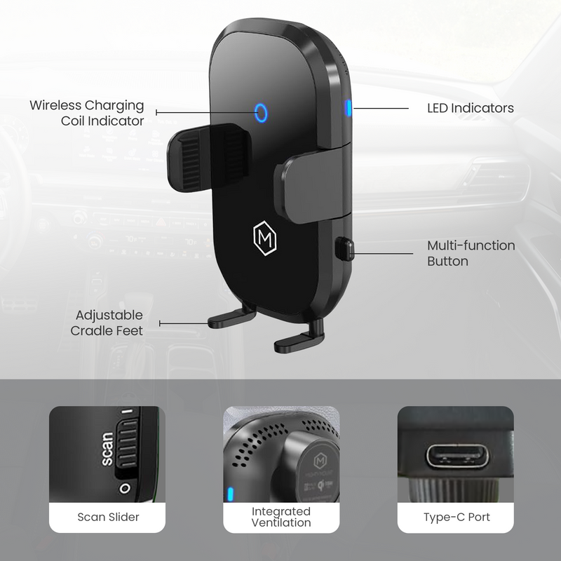 Fast Wireless Car Charger Mount - Grip Cradle (Auto Scan Version 2.0 )