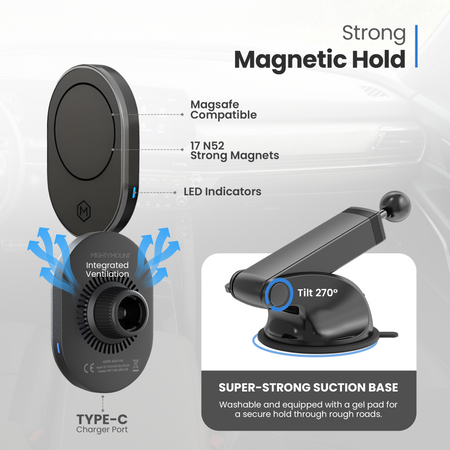 MagSafe Wireless Car Charger Suction Cup Mount (Version 2.0)