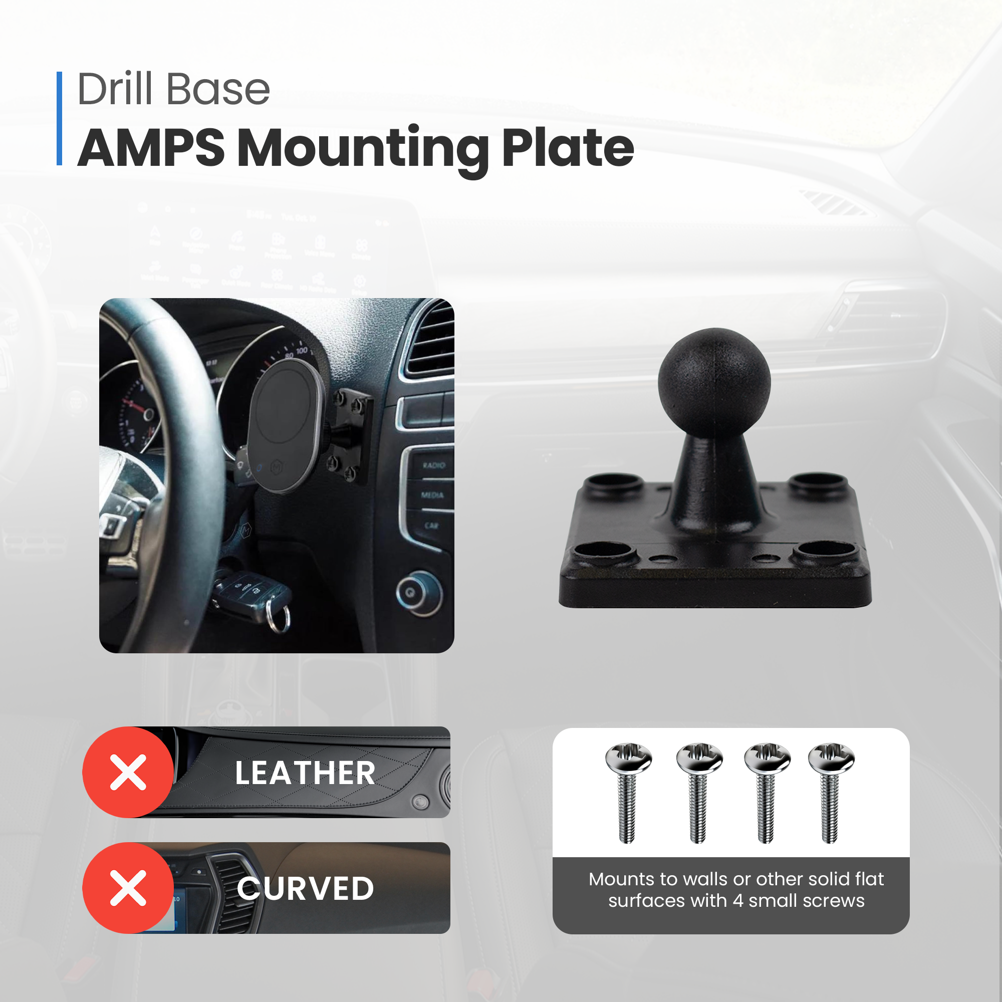 MagSafe Magnetic Mount with Drill Base AMPS Mounting Plate
