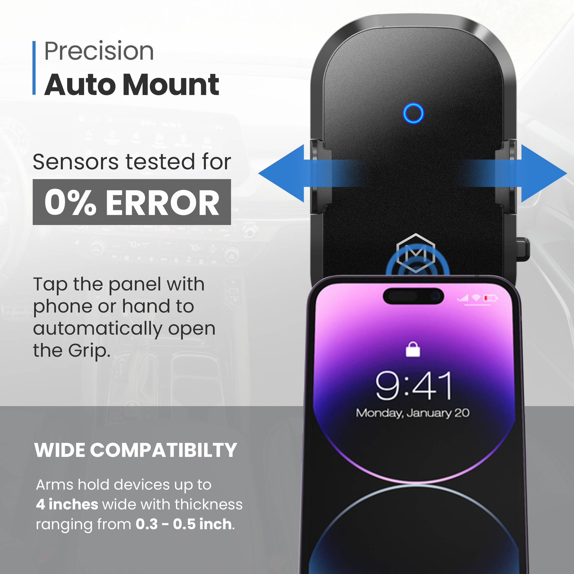 Fast Wireless Car Charger Mount - Grip Cradle (Auto Scan Version 2.0 )