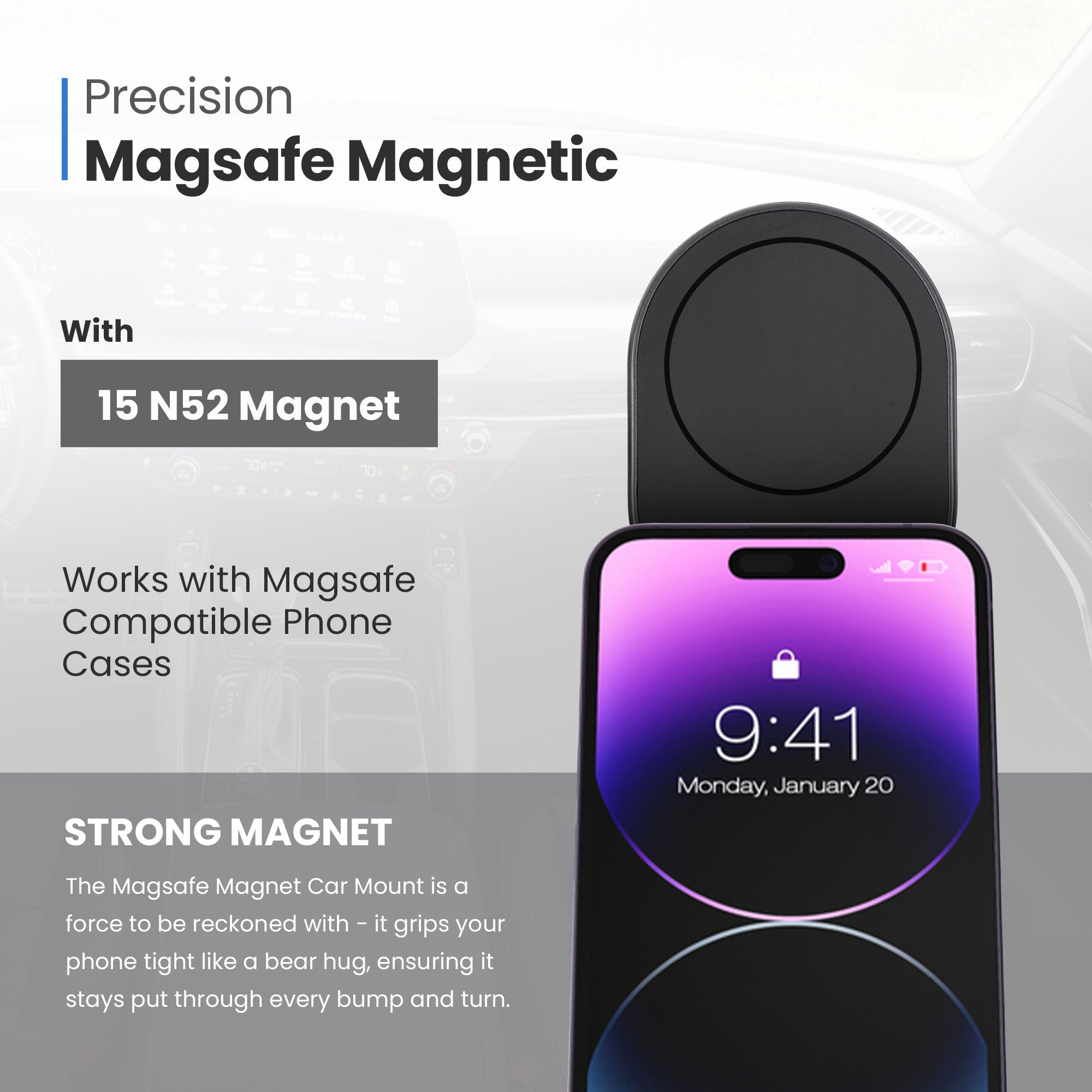 Magsafe Magnetic Mount with Multi-Angle Adjustable Suction Cup