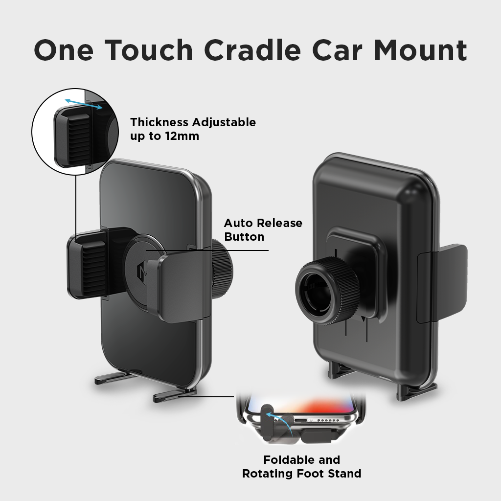 One Touch Cradle Mount with Multi-Angle Adjustable Suction Cup